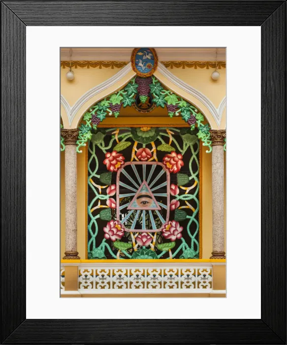 Framed Print : Vietnam, Tay Ninh, Cao Dai Holy See, Cao Dai Great Temple, exterior showing symbol Framed Print : Vietnam, Tay Ninh, Cao Dai Holy See, Cao Dai Great Temple, exterior showing symbol