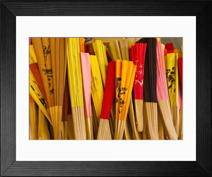 Framed Print : Vietnam, Mekong Delta, My Tho, Vinh Trang Pagoda, souvenir paper fans for sale Framed Print : Vietnam, Mekong Delta, My Tho, Vinh Trang Pagoda, souvenir paper fans for sale