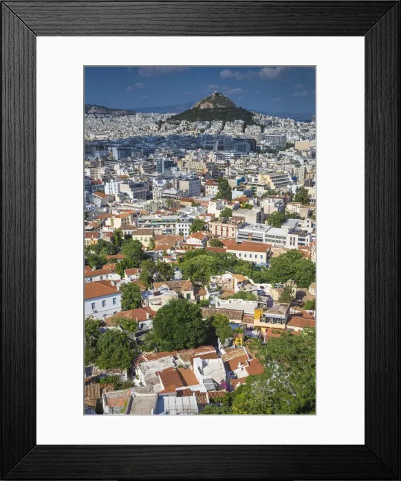 Framed Print : Greece, Attica, Athens, Greece, Attica, Athens, View of Central Athens - Plaka towards Framed Print : Greece, Attica, Athens, Greece, Attica, Athens, View of Central Athens - Plaka towards