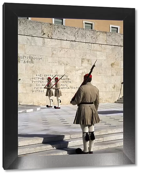 Greece, Attica, Athens, Syntagma Square, Parliament Buildings, Evzone Guards during