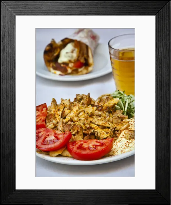 Framed Print : Gyros & Kabap plate, Monastiraki District, Athens, Greece, MR, PR Framed Print : Gyros & Kabap plate, Monastiraki District, Athens, Greece, MR, PR