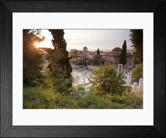 Framed Print : Columns from the Bath house of the Four Winds and ancient Mosque (right side), Roman
