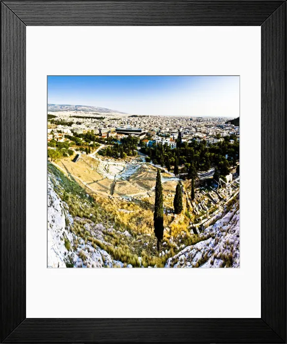 Framed Print : New Acropplis Museum & City Overview from the Acropolis, Plaka, Athens, Greece Framed Print : New Acropplis Museum & City Overview from the Acropolis, Plaka, Athens, Greece