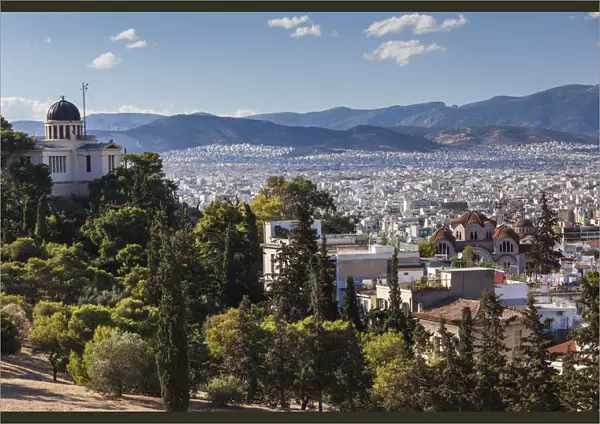 Greece, Athens of the Athens Observatory from Pnyx Hill