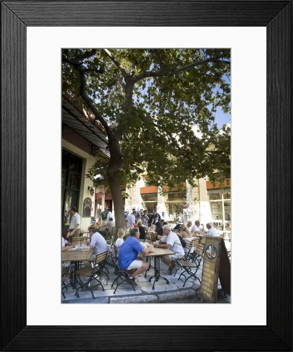 Framed Print : Greece, Attica, Athens, street cafes in the Plaka Ottoman district