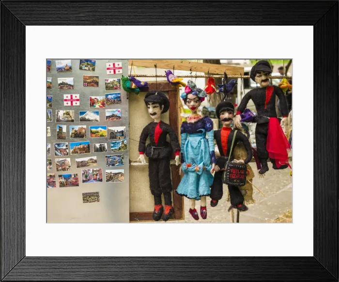 Framed Print : Georgia, Tbilisi, Dry Bridge Market, souvenir market, puppets