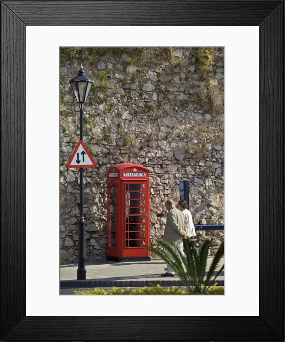 Framed Print : Traditional UK Phone Box, Gibraltar, Cadiz Province