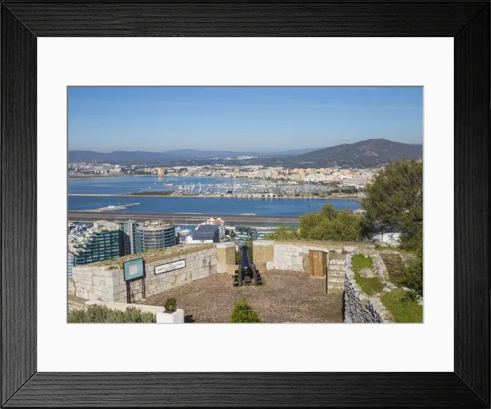 Framed Print : Gibraltar, View of Queen Charlottes Battery at the Moorish castle Framed Print : Gibraltar, View of Queen Charlottes Battery at the Moorish castle