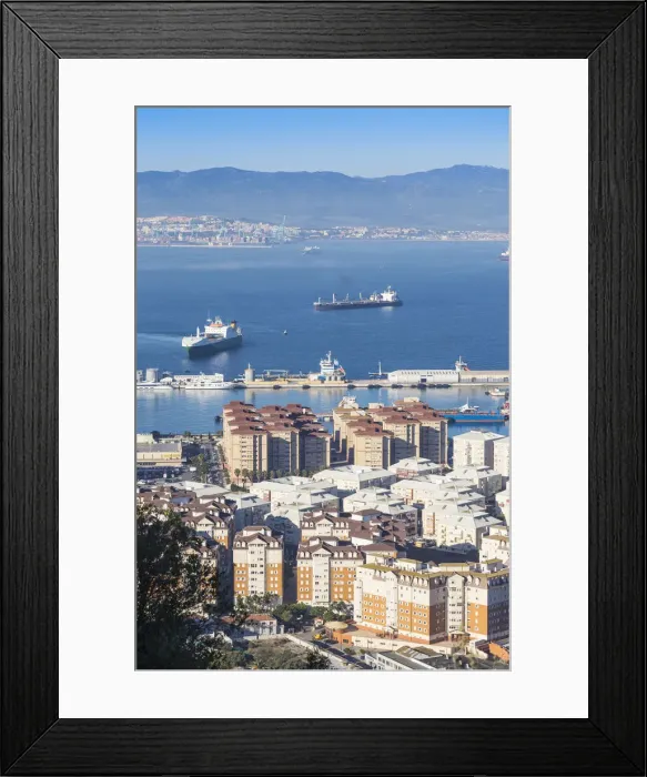 Framed Print : Gibraltar, View of Gibraltar from Gibraltar rock Framed Print : Gibraltar, View of Gibraltar from Gibraltar rock