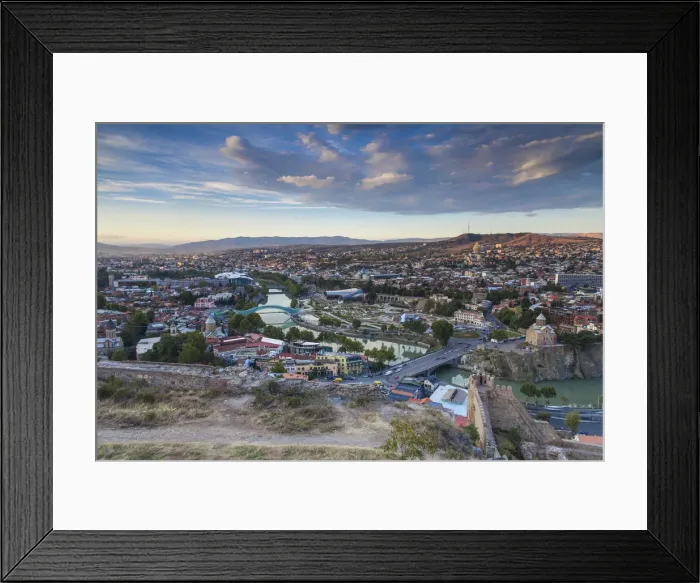 Framed Print : Georgia, Tbilisi, View from Narikala Fortress of Tbilisi looking towards Metekhi bridge Framed Print : Georgia, Tbilisi, View from Narikala Fortress of Tbilisi looking towards Metekhi bridge