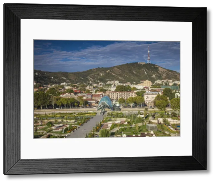 Framed Print : Georgia, Tbilisi, View of Peace bridge and Rike Park