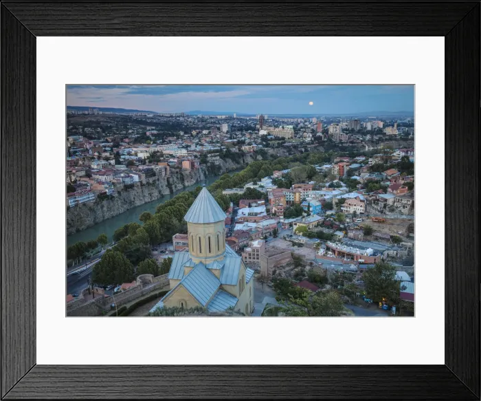 Framed Print : Georgia, Tbilisi, View of Narikala Fortress and St Nicholas church Framed Print : Georgia, Tbilisi, View of Narikala Fortress and St Nicholas church