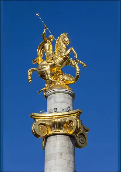 Georgia, Tbilisi, Liberty Square, St. Geroge and Dragon Column