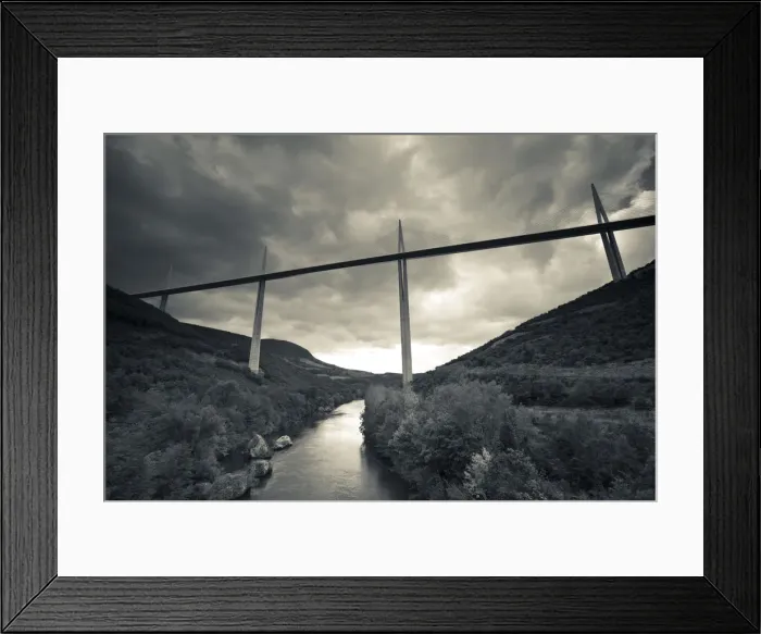 Framed Print : France, Midi-Pyrenees Region, Aveyron Department, Millau, Millau Viaduct Bridge