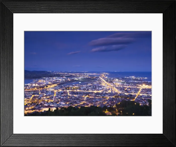 Framed Print : France, Languedoc-Roussillon, Herault Department, Sete, town overview from Mont St-Clair Framed Print : France, Languedoc-Roussillon, Herault Department, Sete, town overview from Mont St-Clair