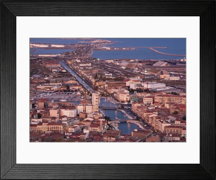 Framed Print : France, Languedoc-Roussillon, Herault Department, Sete, town overview from Mont St-Clair Framed Print : France, Languedoc-Roussillon, Herault Department, Sete, town overview from Mont St-Clair