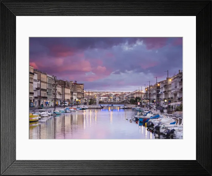 Framed Print : France, Languedoc-Roussillon, Herault Department, Sete, Old Port waterfront