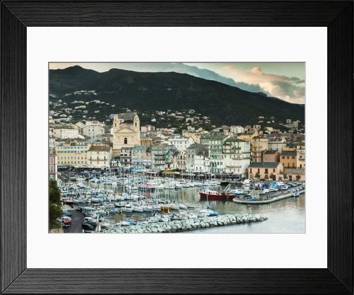 Framed Print : France, Corsica, Haute-Corse Department, Le Cap Corse, Bastia, elevated view of Framed Print : France, Corsica, Haute-Corse Department, Le Cap Corse, Bastia, elevated view of