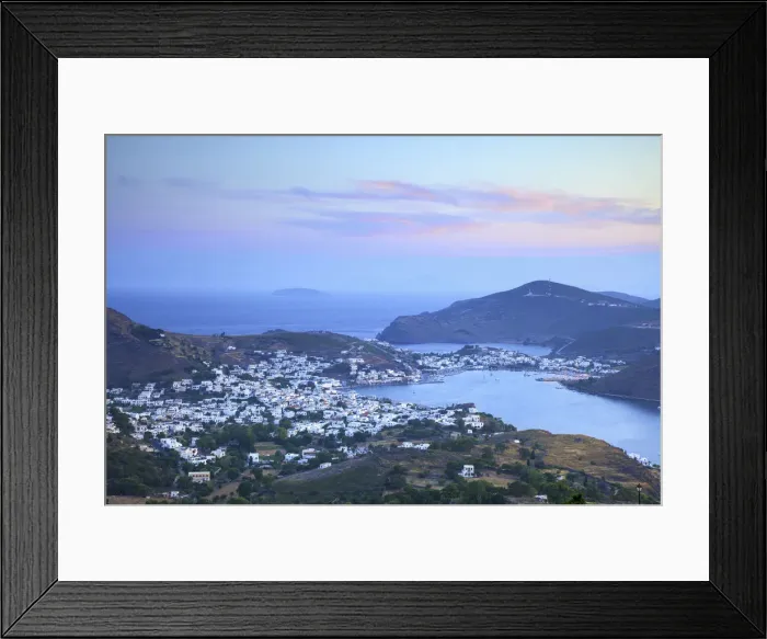 Framed Print : Elevated View Over Skala At Sunrise, Patmos, Dodecanese, Greek Islands, Greece, Europe Framed Print : Elevated View Over Skala At Sunrise, Patmos, Dodecanese, Greek Islands, Greece, Europe