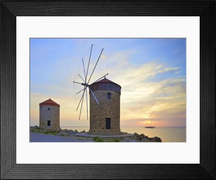 Framed Print : Windmills, Mandraki Harbour, Rhodes, Dodecanese, Greek Islands, Greece, Europe Framed Print : Windmills, Mandraki Harbour, Rhodes, Dodecanese, Greek Islands, Greece, Europe