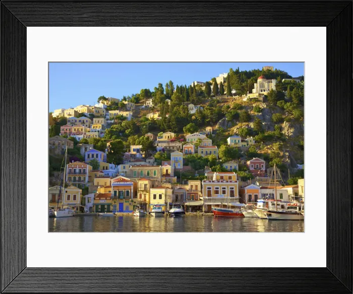 Framed Print : Boats In Symi Harbour, Symi, Dodecanese, Greek Islands, Greece, Europe Framed Print : Boats In Symi Harbour, Symi, Dodecanese, Greek Islands, Greece, Europe