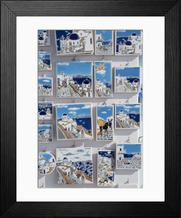 Framed Print : Ceramic tile souvenirs, Oia, Santorini (Thira), Cyclades Islands, Greece Framed Print : Ceramic tile souvenirs, Oia, Santorini (Thira), Cyclades Islands, Greece