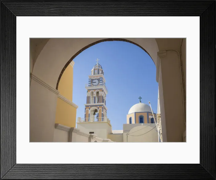 Framed Print : Catholic cathedral Church of St. John the baptist, Fira, Santorini (Thira), Cyclades Framed Print : Catholic cathedral Church of St. John the baptist, Fira, Santorini (Thira), Cyclades