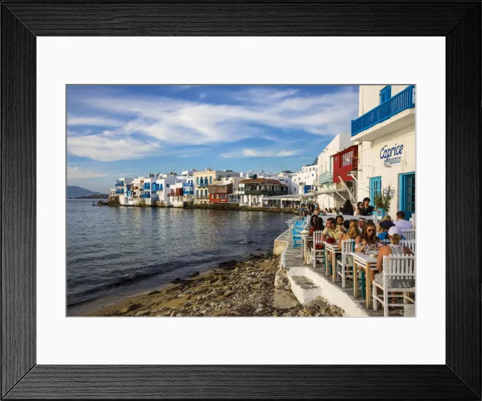 Framed Print : Little Venice, Chora (Mykonos Town), Mykonos, Cyclades Islands, Greece