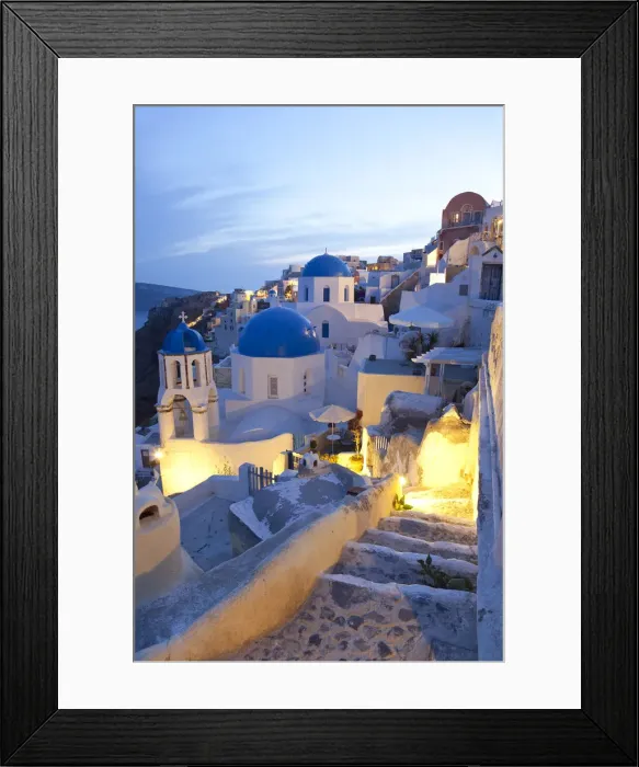Framed Print : Dusk, Oia, Santorini, Cyclades islands, Greece Framed Print : Dusk, Oia, Santorini, Cyclades islands, Greece