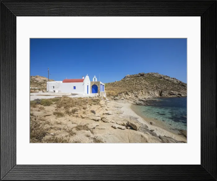 Framed Print : Greek Orthodox chapel, Kalafati Beach, Mykonos, Cyclade Islands, Greece Framed Print : Greek Orthodox chapel, Kalafati Beach, Mykonos, Cyclade Islands, Greece