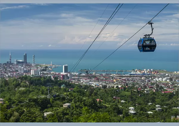 Georgia, Batumi, Anuria Mountain, Argo Cable Car and city skyline