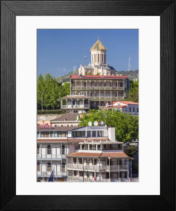 Framed Print : Georgia, Tbilisi, Avlabari, town buildings with Tsminda Sameba Cathedral Framed Print : Georgia, Tbilisi, Avlabari, town buildings with Tsminda Sameba Cathedral