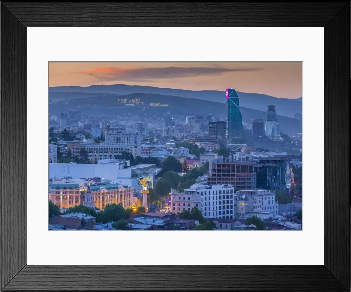 Framed Print : Georgia, Tbilisi, Narikala Fortress, high angle city skyline Framed Print : Georgia, Tbilisi, Narikala Fortress, high angle city skyline