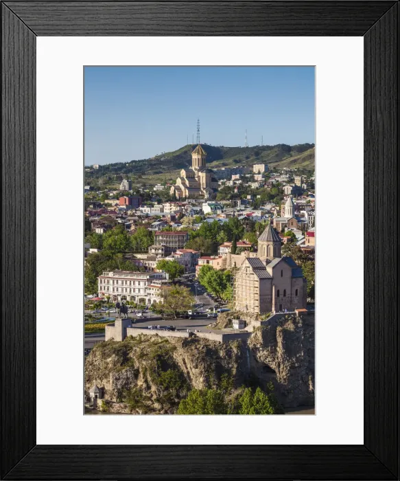 Framed Print : Georgia, Tbilisi, Tsminda Sameba Cathedral and Metekhi Church Framed Print : Georgia, Tbilisi, Tsminda Sameba Cathedral and Metekhi Church