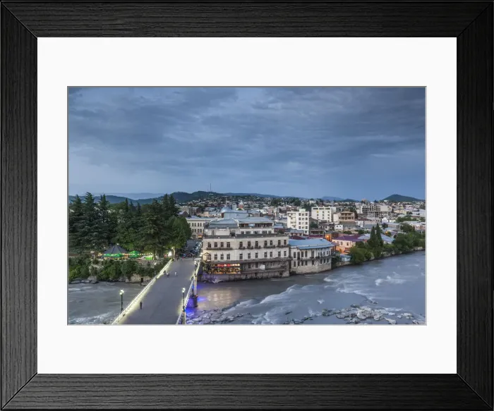 Framed Print : Georgia, Kutaisi, elevated city skyline along the Rioni River Framed Print : Georgia, Kutaisi, elevated city skyline along the Rioni River