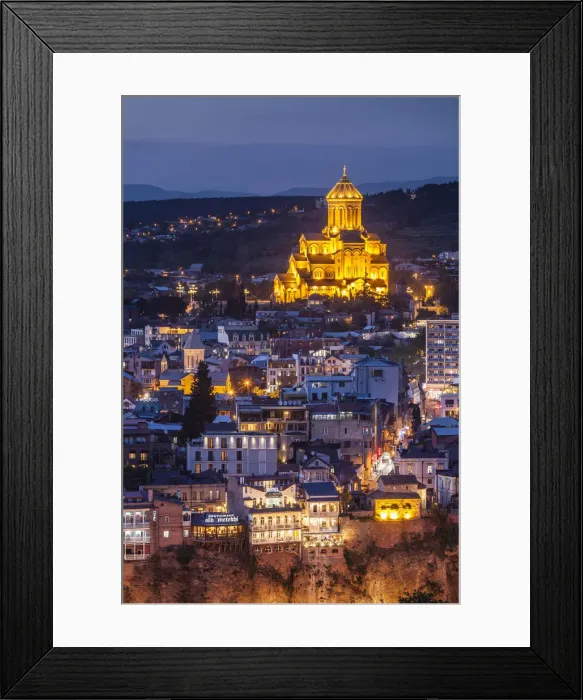 Framed Print : Georgia, Tbilisi, high angle view of Tsminda Sameba Cathedral Framed Print : Georgia, Tbilisi, high angle view of Tsminda Sameba Cathedral