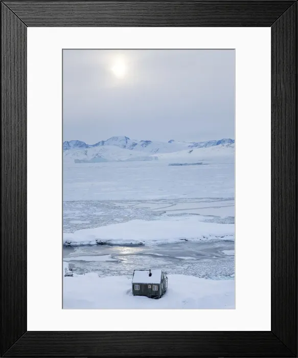 Framed Print : House in snow, Tiniteqilaq in winter, E. Greenland