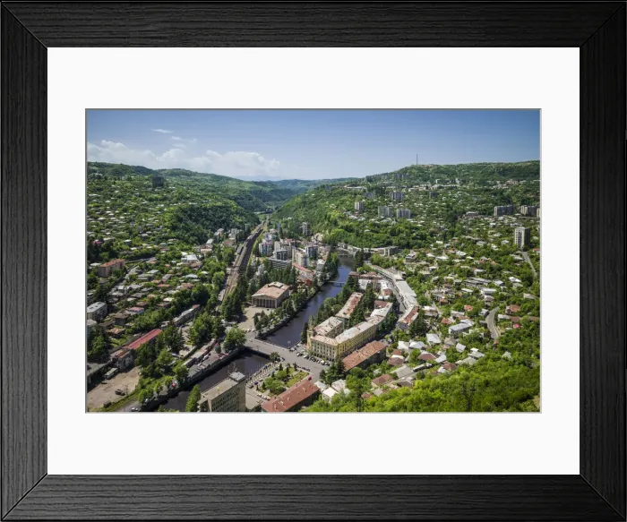 Framed Print : Georgia, Chiatura, high angle city view from mining cable car Framed Print : Georgia, Chiatura, high angle city view from mining cable car