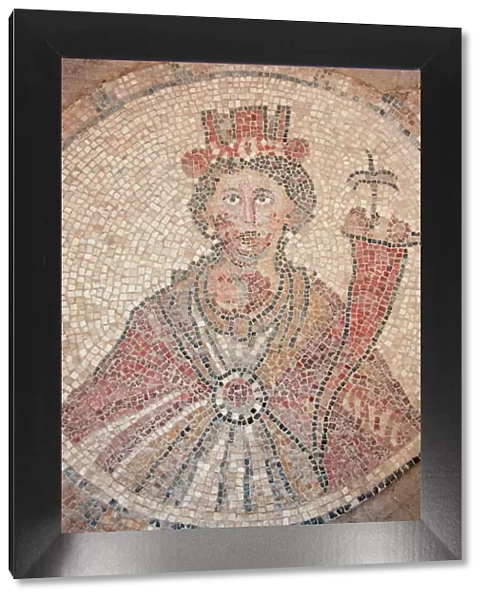 Israel, Beth Shean valley. A mosaic depicting Tyche the guardian Goddess of the city