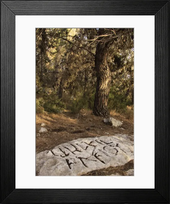 Framed Print : Israel, Southern Coastal Plain, one of the Gezer Boundary stones with Framed Print : Israel, Southern Coastal Plain, one of the Gezer Boundary stones with