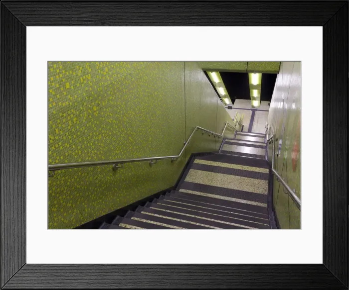 Framed Print : Asia, China, Hong Kong, MTR station, stairway Framed Print : Asia, China, Hong Kong, MTR station, stairway