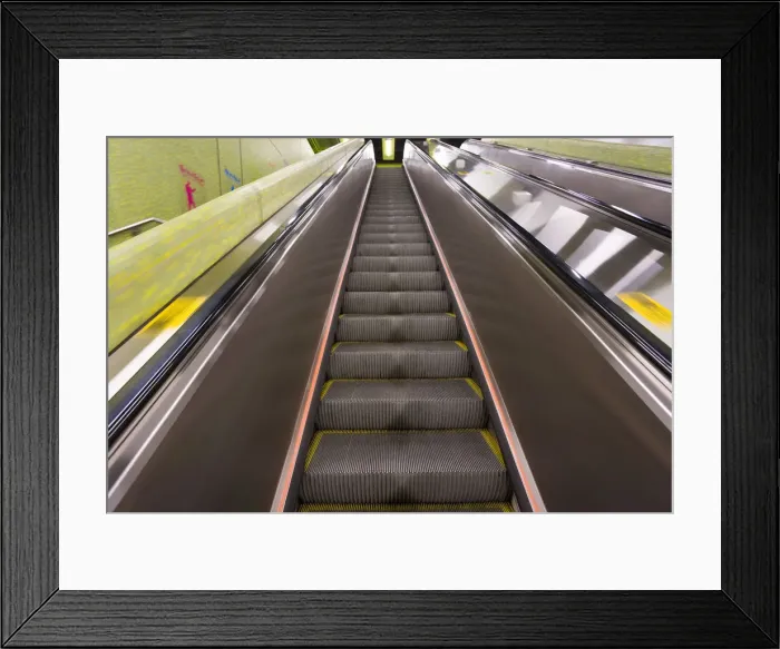 Framed Print : Asia, China, Hong Kong, MTR station, escalator Framed Print : Asia, China, Hong Kong, MTR station, escalator