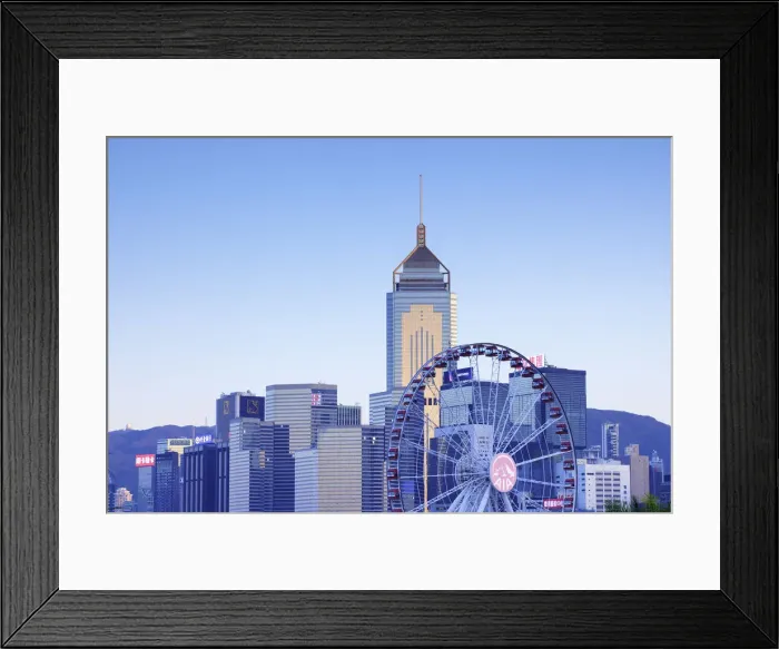 Framed Print : Hong Kong Cityscape With The Hong Kong Observation Wheel At Dusk, Hong Kong, Special Framed Print : Hong Kong Cityscape With The Hong Kong Observation Wheel At Dusk, Hong Kong, Special