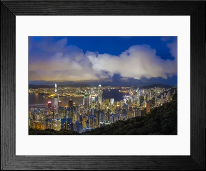 Framed Print : City skyline and Victoria Harbour viewed from Victoria Peak, Hong Kong, China