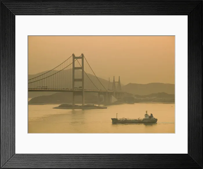 Framed Print : China, Hong Kong, New Territories, Tsing Ma Bridge, part of the Lantau Link Framed Print : China, Hong Kong, New Territories, Tsing Ma Bridge, part of the Lantau Link