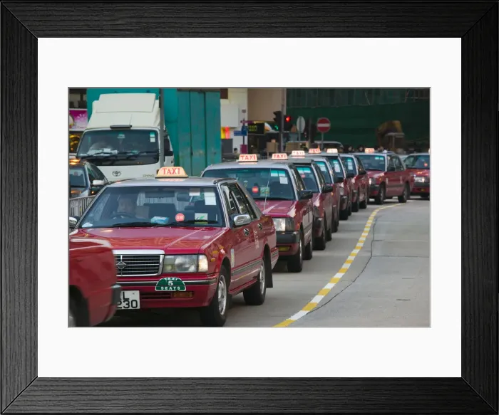 Framed Print : China, Hong Kong, Kowloon, Taxis Framed Print : China, Hong Kong, Kowloon, Taxis
