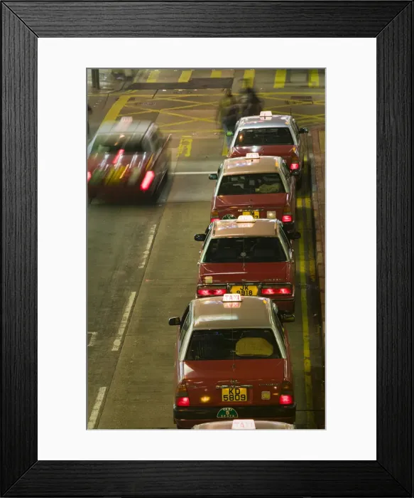 Framed Print : China, Hong Kong, Kowloon, Mong Kok, Taxis Framed Print : China, Hong Kong, Kowloon, Mong Kok, Taxis