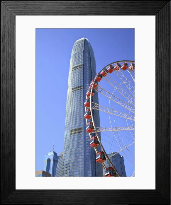 Framed Print : Hong Kong Cityscape With The Hong Kong Observation Wheel And The International Finance Framed Print : Hong Kong Cityscape With The Hong Kong Observation Wheel And The International Finance