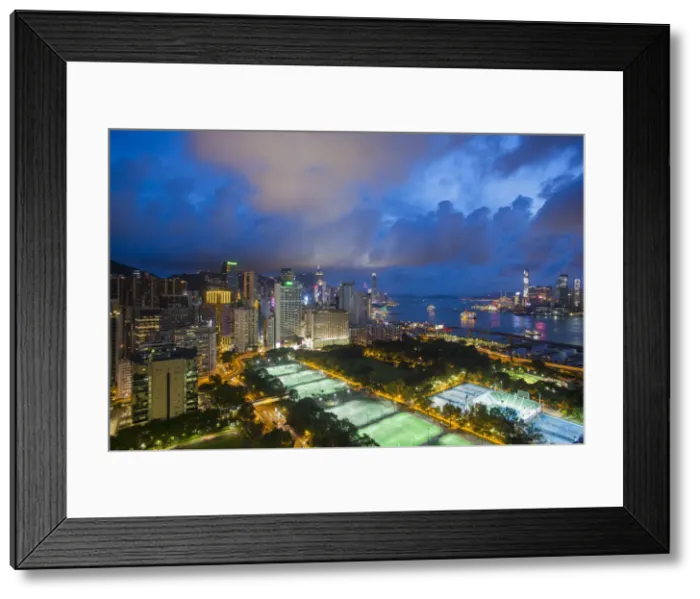 Framed Print : Elevated view, Victoria park and Central district of Hong Kong Island, Hong Kong, China Framed Print : Elevated view, Victoria park and Central district of Hong Kong Island, Hong Kong, China
