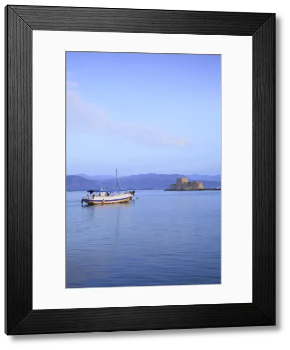 Framed Print : Bourtzi Castle at Sunrise, Nafplio, Argolis, The Peloponnese, Greece, Southern Europe Framed Print : Bourtzi Castle at Sunrise, Nafplio, Argolis, The Peloponnese, Greece, Southern Europe